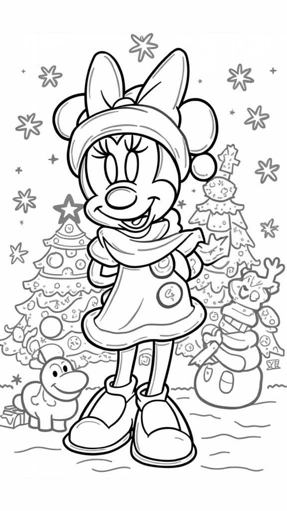 Navidad Páginas para colorear del mouse Minnie